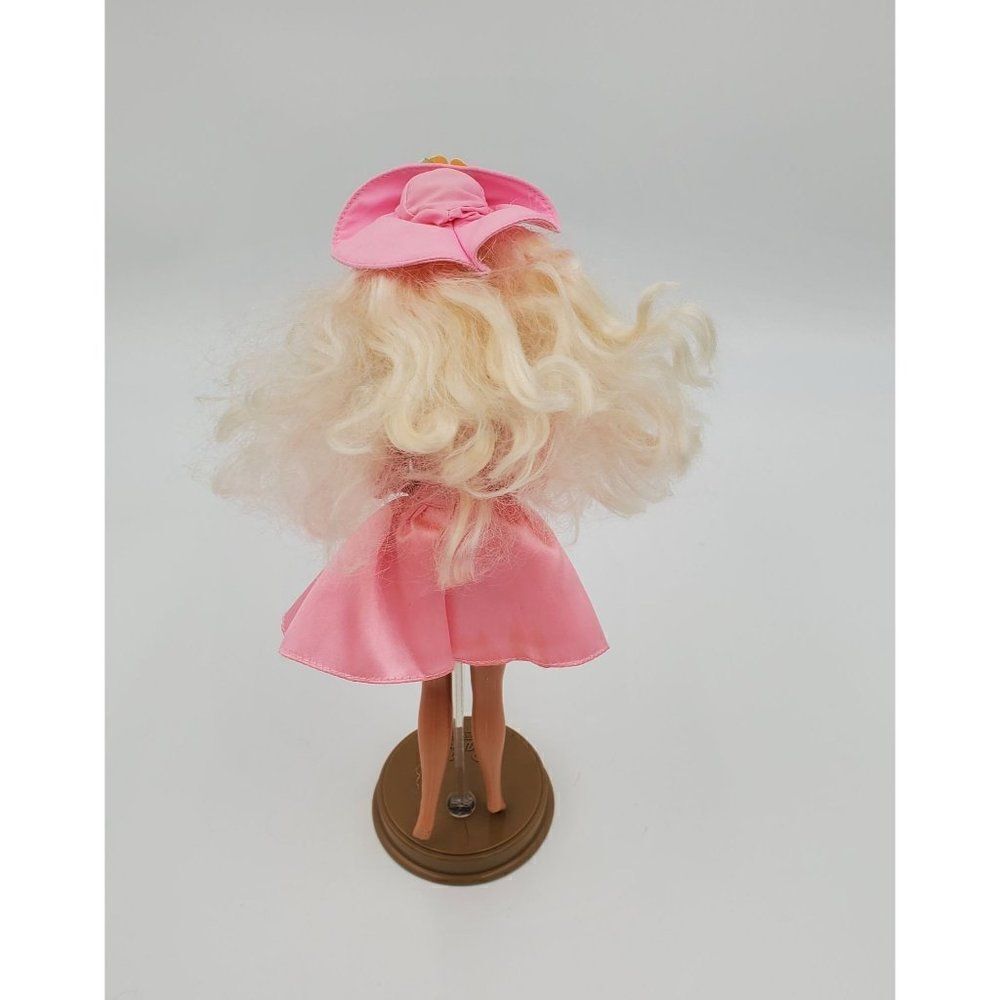 Vintage Mattel Barbie Doll Long Blonde Hair Blue Eyes Pink Dress Hat - Picture 7 of 13
